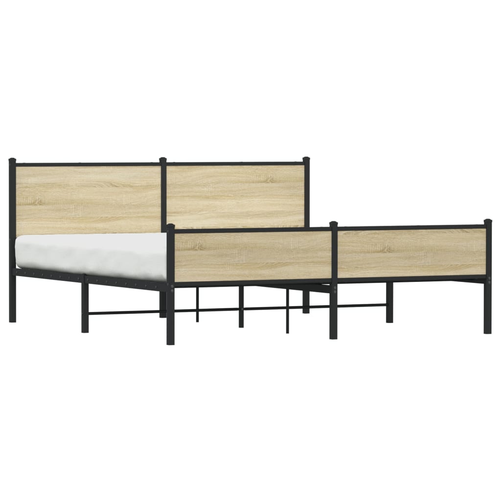Bedframe zonder matras metaal sonoma eikenkleurig 160x200 cm is nu te koop bij PeponiXL, paradijselijk wonen!