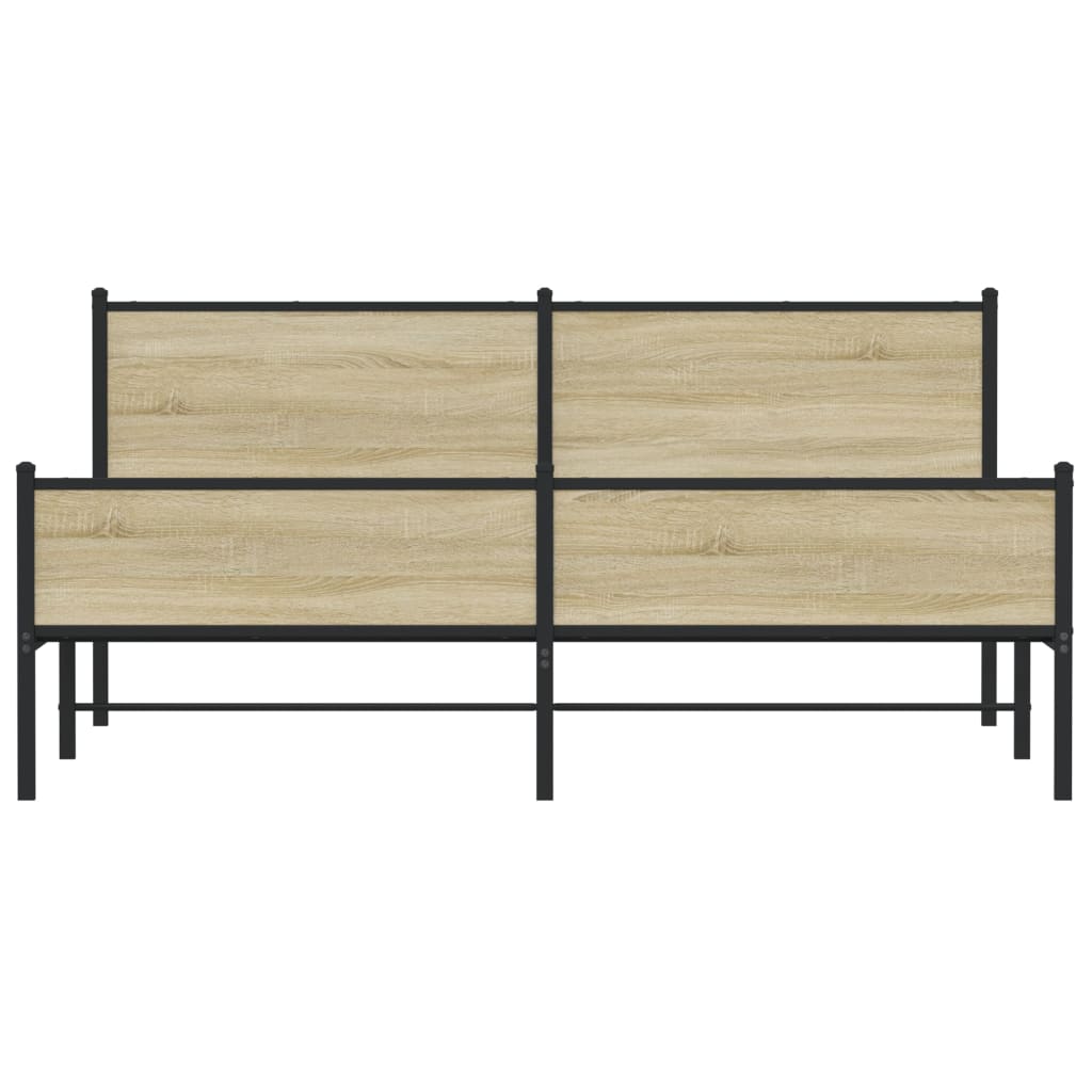 Bedframe zonder matras metaal sonoma eikenkleurig 160x200 cm is nu te koop bij PeponiXL, paradijselijk wonen!