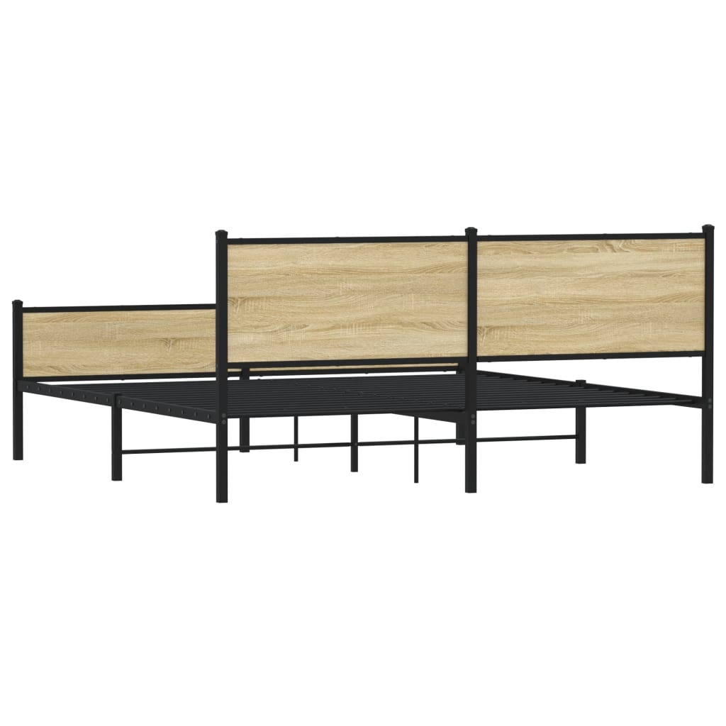 Bedframe zonder matras metaal sonoma eikenkleurig 160x200 cm is nu te koop bij PeponiXL, paradijselijk wonen!