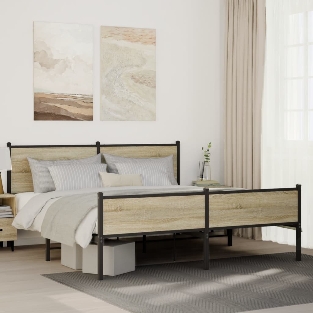 Bedframe zonder matras metaal sonoma eikenkleurig 180x200 cm is nu te koop bij PeponiXL, paradijselijk wonen!