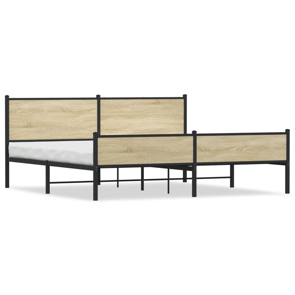 Bedframe zonder matras metaal sonoma eikenkleurig 193x203 cm is nu te koop bij PeponiXL, paradijselijk wonen!