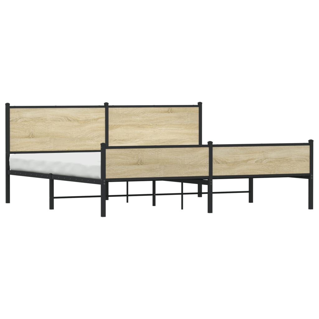 Bedframe zonder matras metaal sonoma eikenkleurig 193x203 cm is nu te koop bij PeponiXL, paradijselijk wonen!