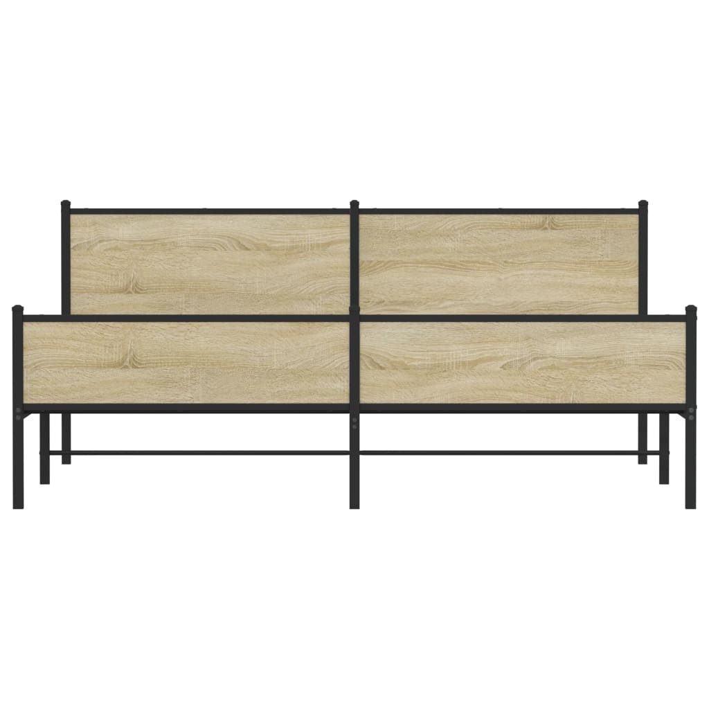 Bedframe zonder matras metaal sonoma eikenkleurig 193x203 cm is nu te koop bij PeponiXL, paradijselijk wonen!