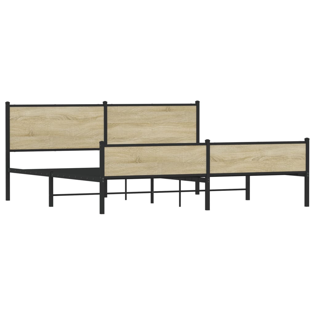 Bedframe zonder matras metaal sonoma eikenkleur 200x200 cm is nu te koop bij PeponiXL, paradijselijk wonen!