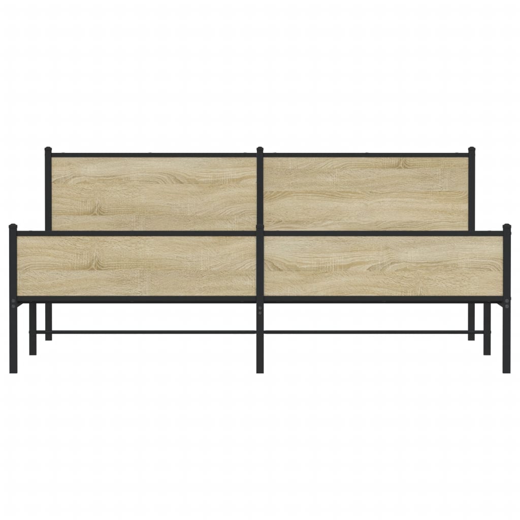 Bedframe zonder matras metaal sonoma eikenkleur 200x200 cm is nu te koop bij PeponiXL, paradijselijk wonen!