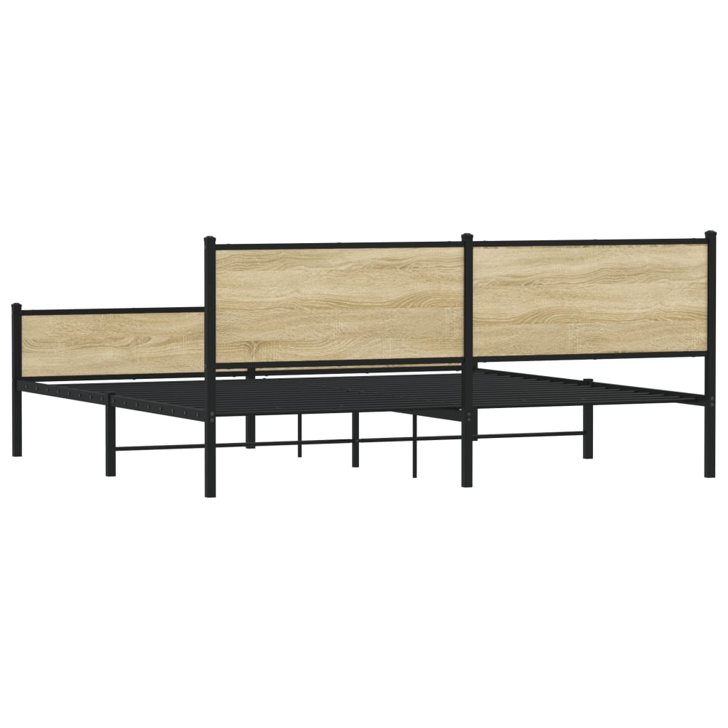 Bedframe zonder matras metaal sonoma eikenkleur 200x200 cm is nu te koop bij PeponiXL, paradijselijk wonen!