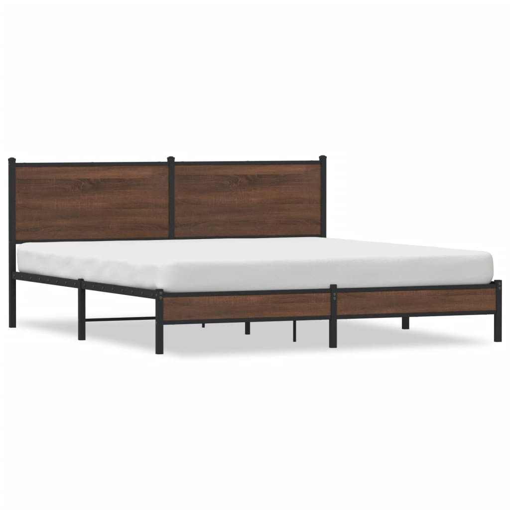 Bedframe zonder matras metaal bruin eikenkleur 180x200 cm is nu te koop bij PeponiXL, paradijselijk wonen!