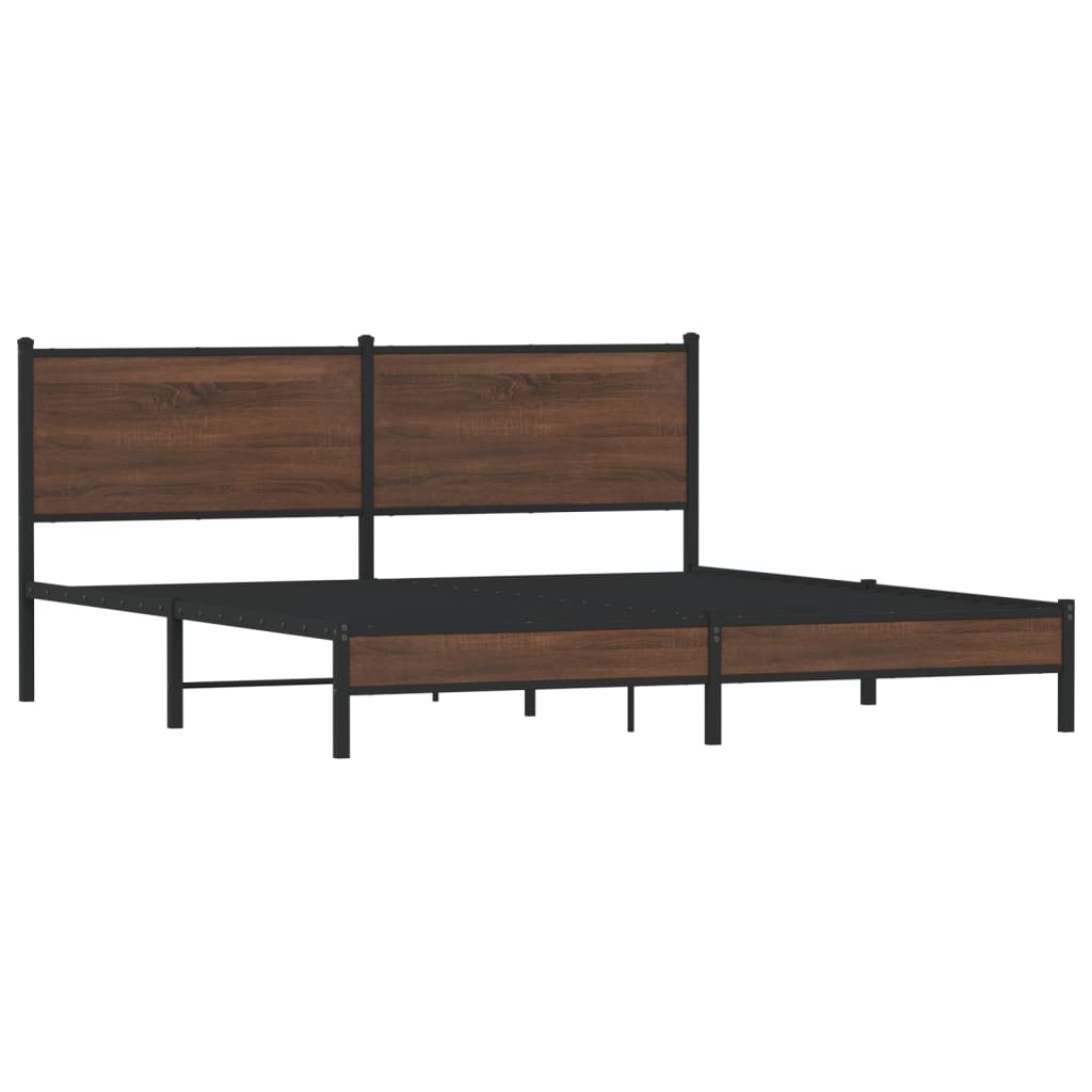 Bedframe zonder matras metaal bruin eikenkleur 180x200 cm is nu te koop bij PeponiXL, paradijselijk wonen!