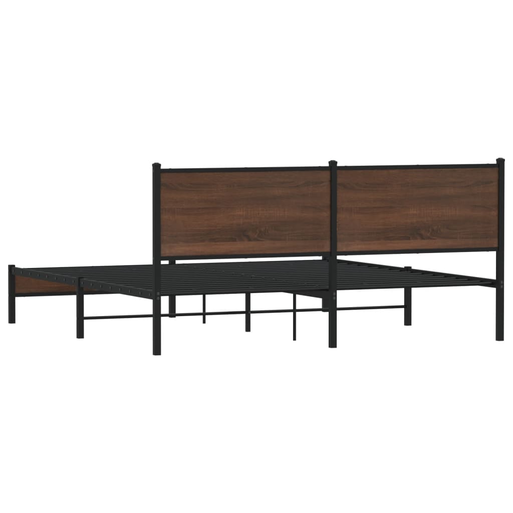 Bedframe zonder matras metaal bruin eikenkleur 180x200 cm is nu te koop bij PeponiXL, paradijselijk wonen!