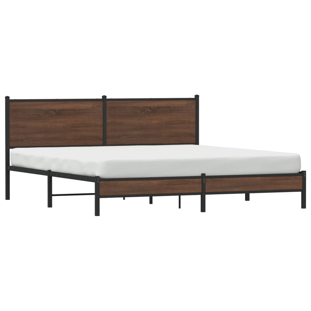 Bedframe zonder matras metaal bruin eikenkleur 183x213 cm is nu te koop bij PeponiXL, paradijselijk wonen!