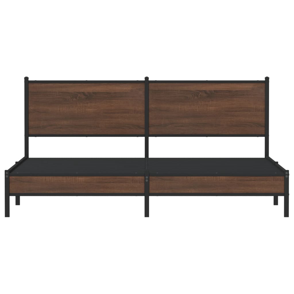 Bedframe zonder matras metaal bruin eikenkleur 183x213 cm is nu te koop bij PeponiXL, paradijselijk wonen!