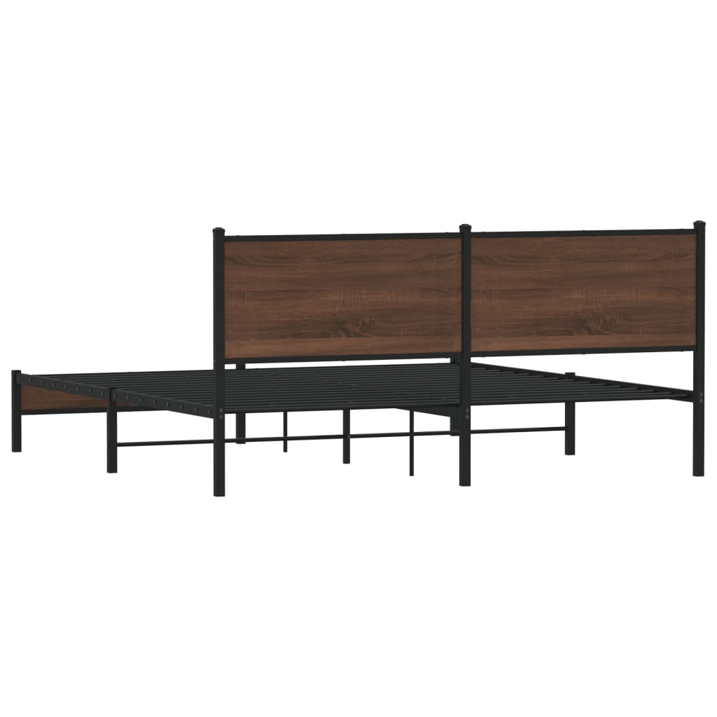 Bedframe zonder matras metaal bruin eikenkleur 183x213 cm is nu te koop bij PeponiXL, paradijselijk wonen!