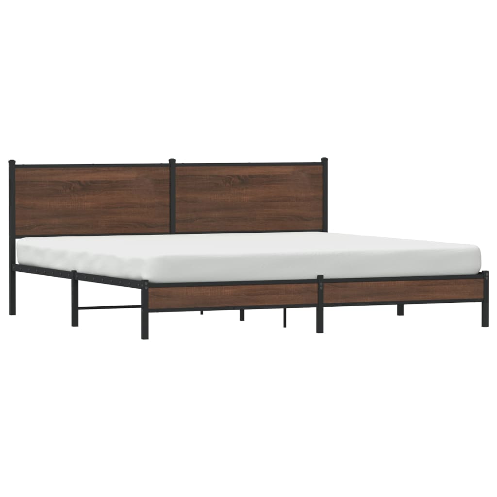 Bedframe zonder matras metaal bruin eikenkleur 193x203 cm is nu te koop bij PeponiXL, paradijselijk wonen!
