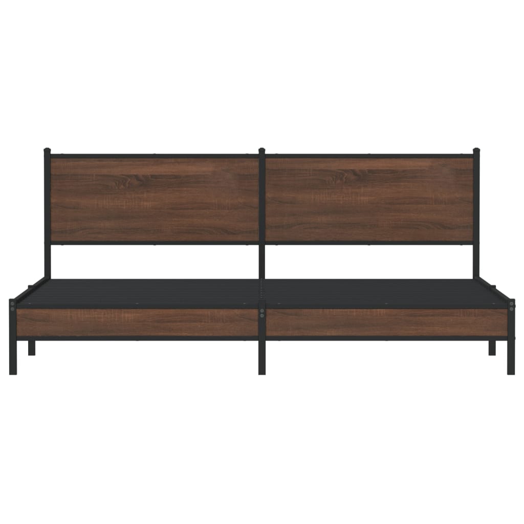 Bedframe zonder matras metaal bruin eikenkleur 193x203 cm is nu te koop bij PeponiXL, paradijselijk wonen!