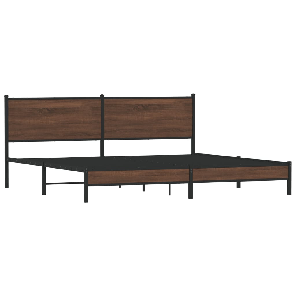 Bedframe zonder matras metaal bruin eikenkleurig 200x200 cm is nu te koop bij PeponiXL, paradijselijk wonen!