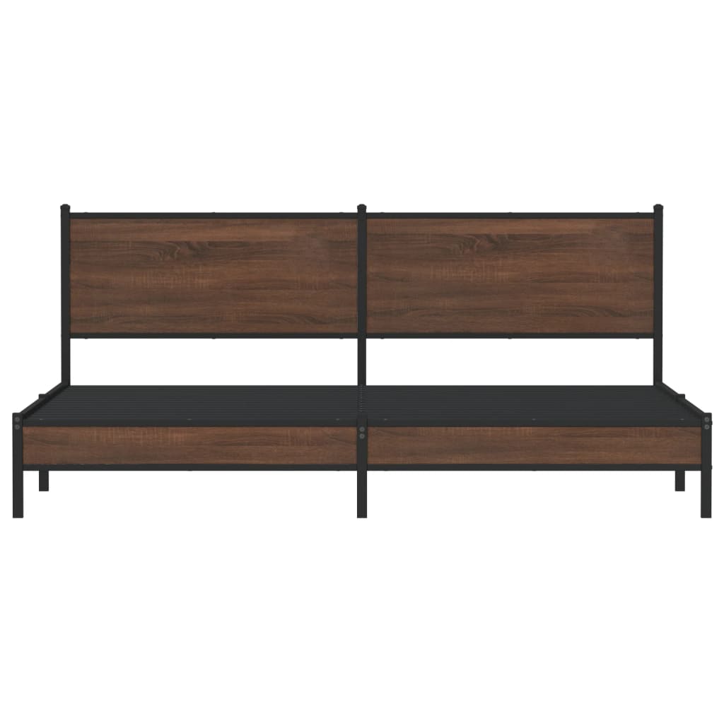 Bedframe zonder matras metaal bruin eikenkleurig 200x200 cm is nu te koop bij PeponiXL, paradijselijk wonen!