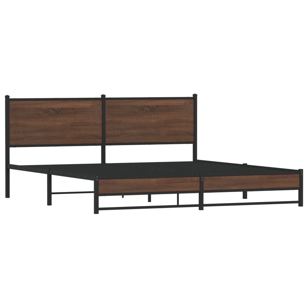 Bedframe zonder matras metaal bruin eikenkleur 180x200 cm is nu te koop bij PeponiXL, paradijselijk wonen!