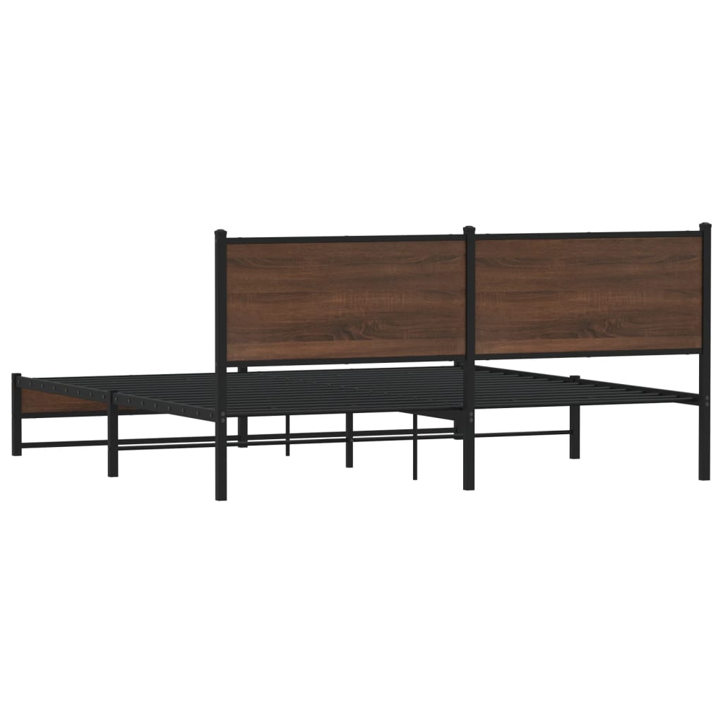 Bedframe zonder matras metaal bruin eikenkleur 180x200 cm is nu te koop bij PeponiXL, paradijselijk wonen!