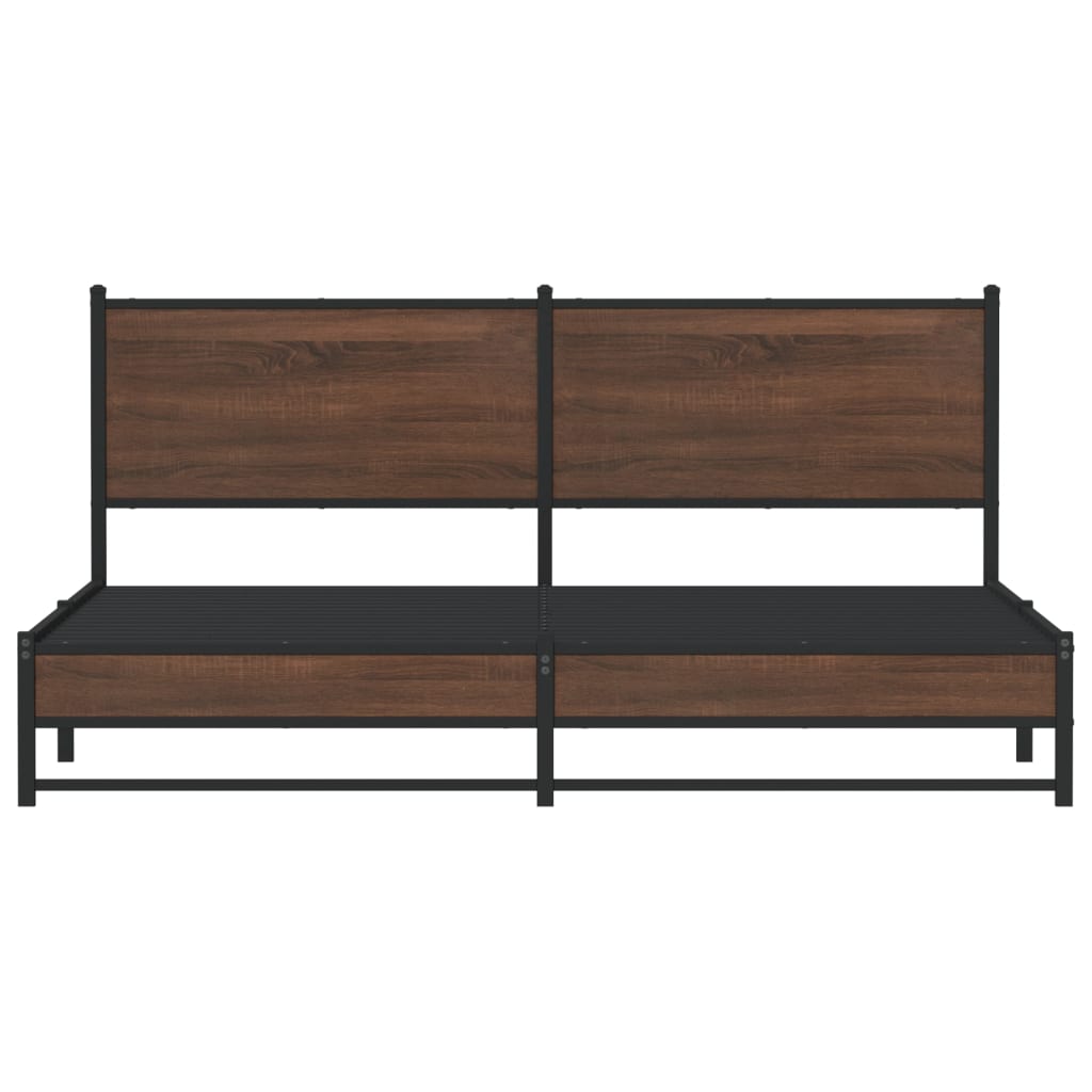 Bedframe zonder matras metaal bruin eikenkleur 183x213 cm is nu te koop bij PeponiXL, paradijselijk wonen!
