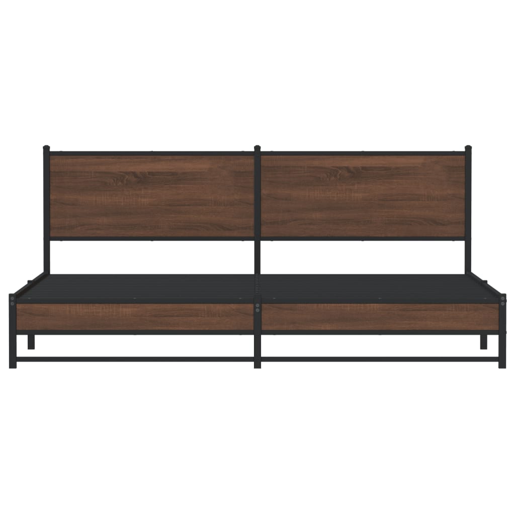 Bedframe zonder matras metaal bruin eikenkleurig 200x200 cm is nu te koop bij PeponiXL, paradijselijk wonen!