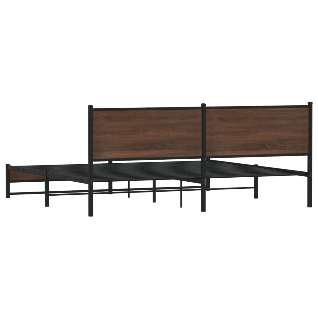 Bedframe zonder matras metaal bruin eikenkleurig 200x200 cm is nu te koop bij PeponiXL, paradijselijk wonen!
