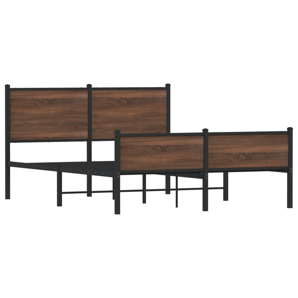 Bedframe zonder matras metaal bruin eikenkleurig 150x200 cm is nu te koop bij PeponiXL, paradijselijk wonen!