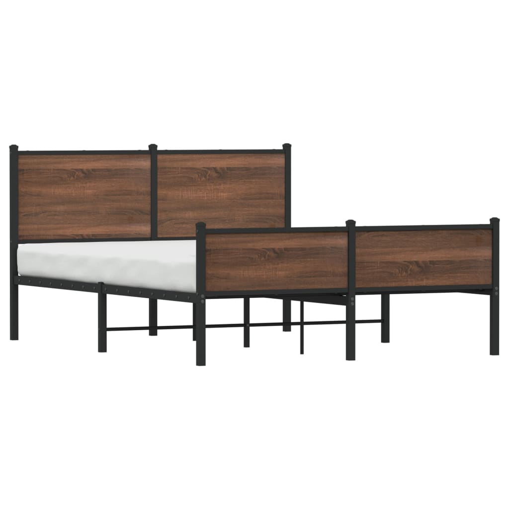 Bedframe zonder matras metaal bruin eikenkleurig 150x200 cm is nu te koop bij PeponiXL, paradijselijk wonen!