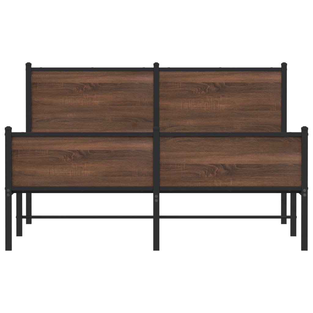 Bedframe zonder matras metaal bruin eikenkleurig 150x200 cm is nu te koop bij PeponiXL, paradijselijk wonen!