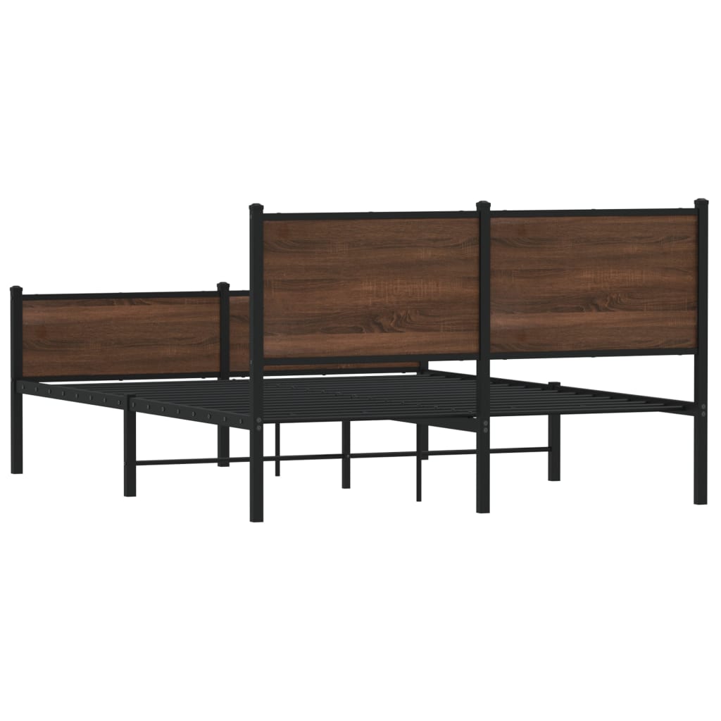 Bedframe zonder matras metaal bruin eikenkleurig 150x200 cm is nu te koop bij PeponiXL, paradijselijk wonen!