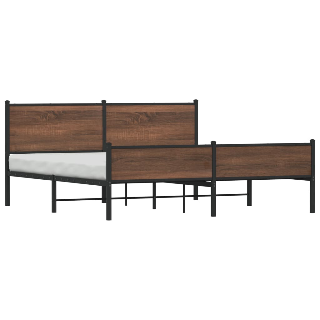 Bedframe zonder matras metaal bruin eikenkleurig 160x200 cm is nu te koop bij PeponiXL, paradijselijk wonen!