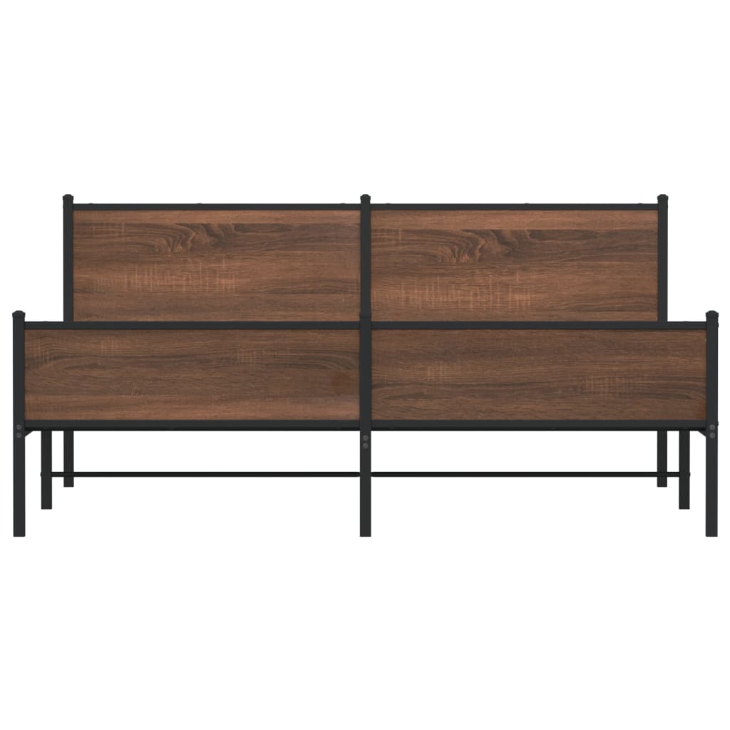 Bedframe zonder matras metaal bruin eikenkleurig 160x200 cm is nu te koop bij PeponiXL, paradijselijk wonen!