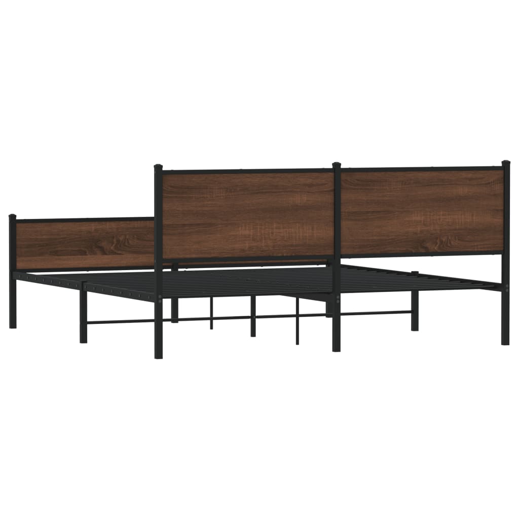 Bedframe zonder matras metaal bruin eikenkleurig 160x200 cm is nu te koop bij PeponiXL, paradijselijk wonen!