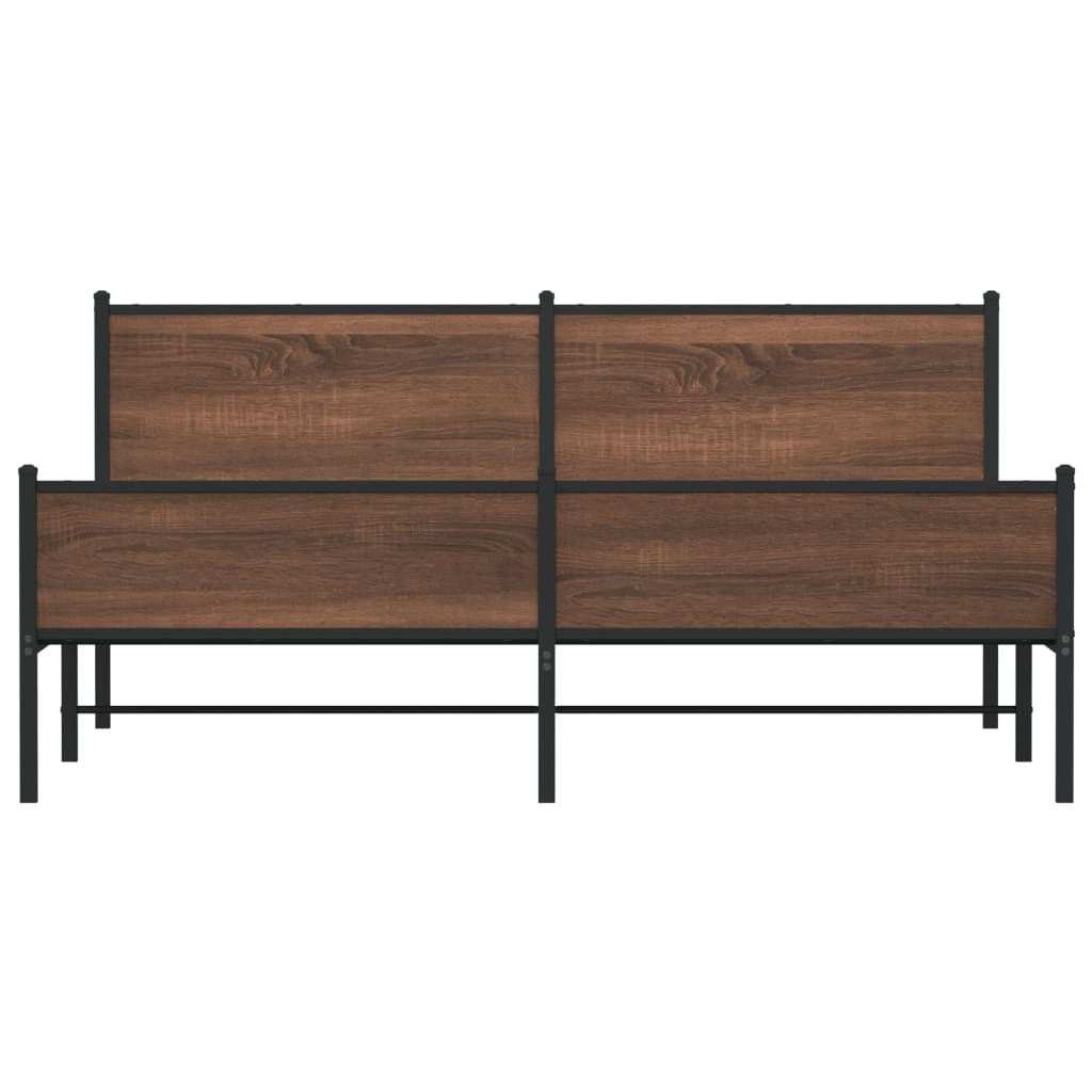 Bedframe zonder matras metaal bruin eikenkleur 183x213 cm is nu te koop bij PeponiXL, paradijselijk wonen!