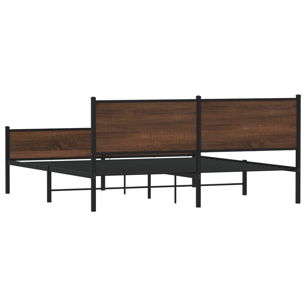 Bedframe zonder matras metaal bruin eikenkleur 183x213 cm is nu te koop bij PeponiXL, paradijselijk wonen!