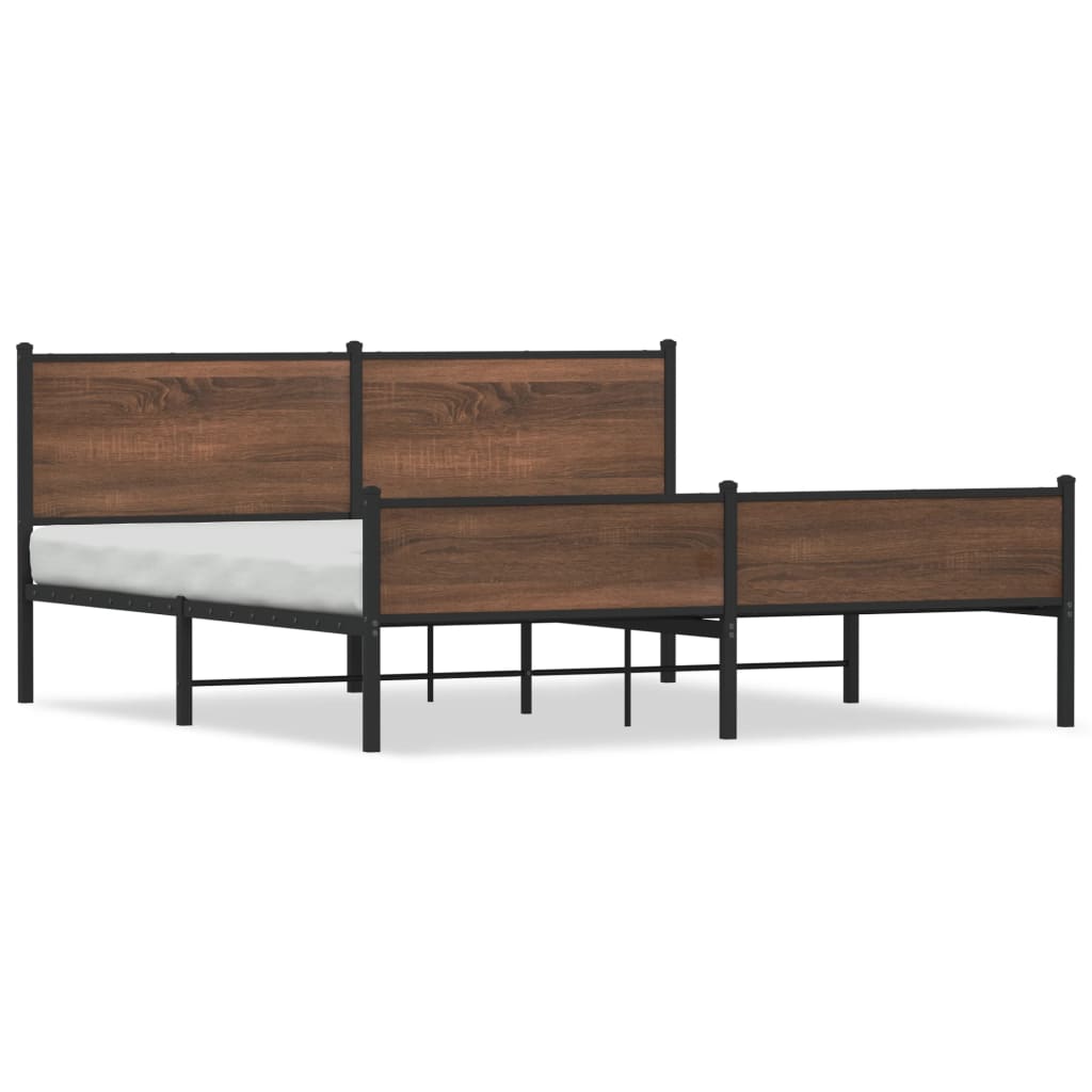 Bedframe zonder matras metaal bruin eikenkleur 183x213 cm is nu te koop bij PeponiXL, paradijselijk wonen!