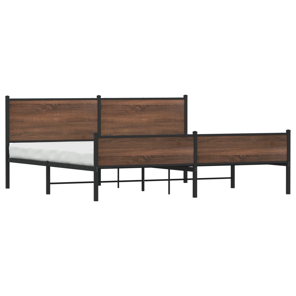 Bedframe zonder matras metaal bruin eikenkleur 193x203 cm is nu te koop bij PeponiXL, paradijselijk wonen!