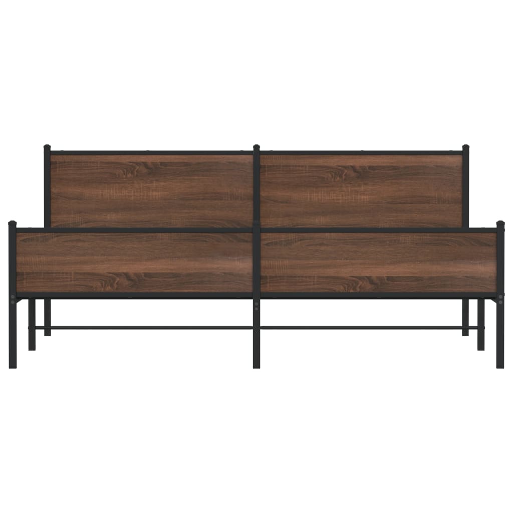 Bedframe zonder matras metaal bruin eikenkleur 193x203 cm is nu te koop bij PeponiXL, paradijselijk wonen!