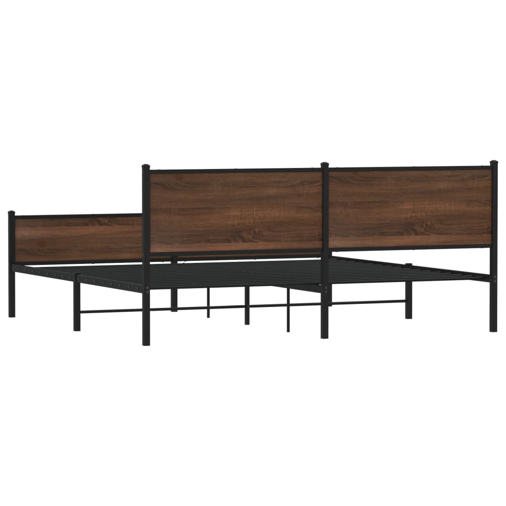 Bedframe zonder matras metaal bruin eikenkleur 193x203 cm is nu te koop bij PeponiXL, paradijselijk wonen!