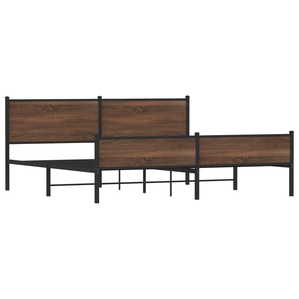 Bedframe zonder matras metaal bruin eikenkleurig 200x200 cm is nu te koop bij PeponiXL, paradijselijk wonen!