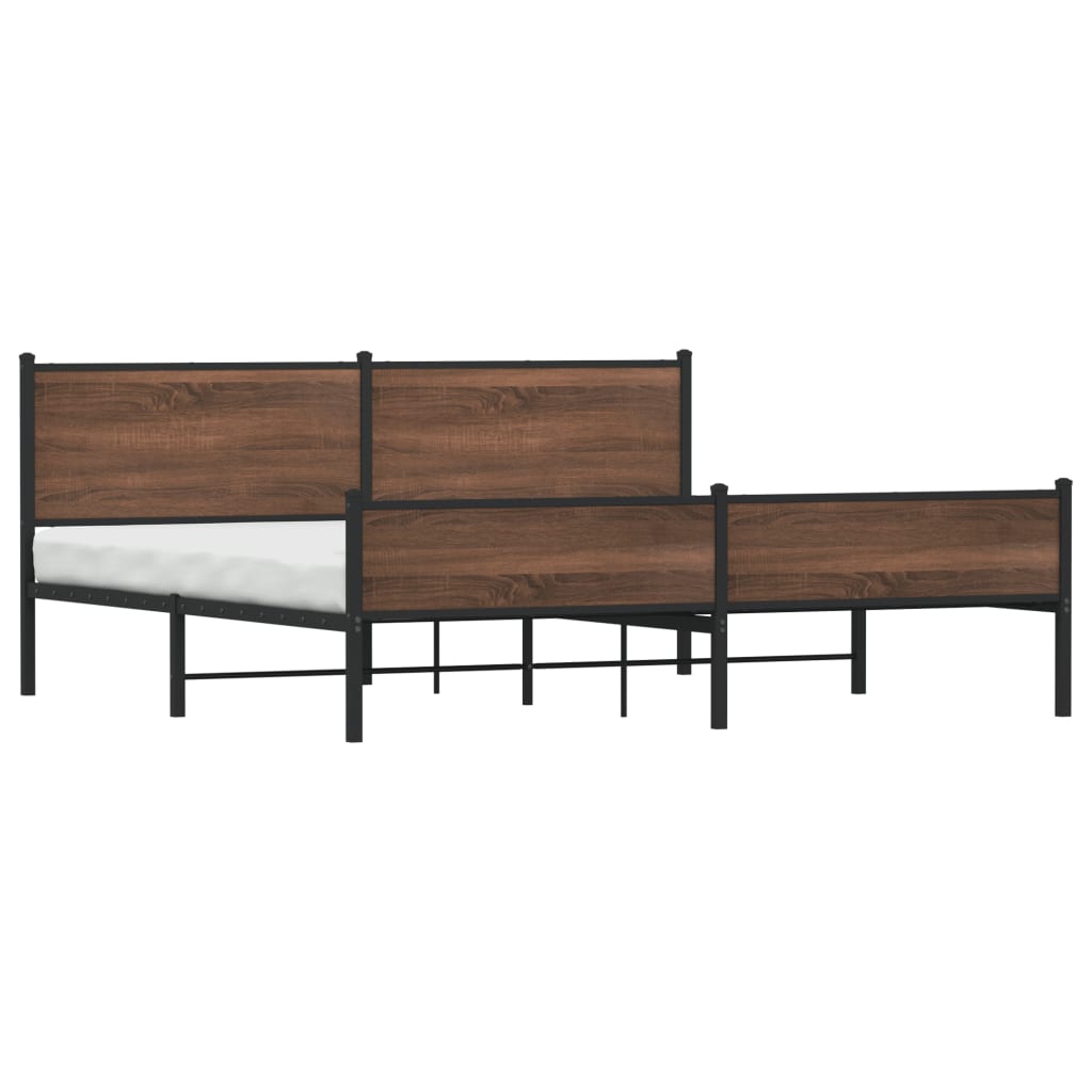 Bedframe zonder matras metaal bruin eikenkleurig 200x200 cm is nu te koop bij PeponiXL, paradijselijk wonen!