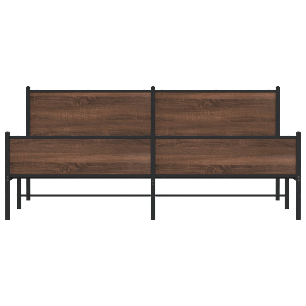 Bedframe zonder matras metaal bruin eikenkleurig 200x200 cm is nu te koop bij PeponiXL, paradijselijk wonen!
