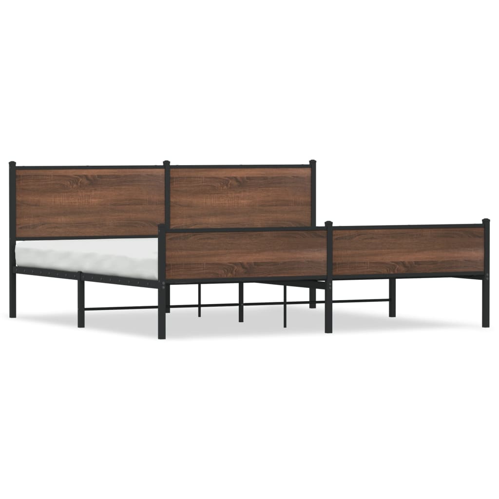 Bedframe zonder matras metaal bruin eikenkleurig 200x200 cm is nu te koop bij PeponiXL, paradijselijk wonen!