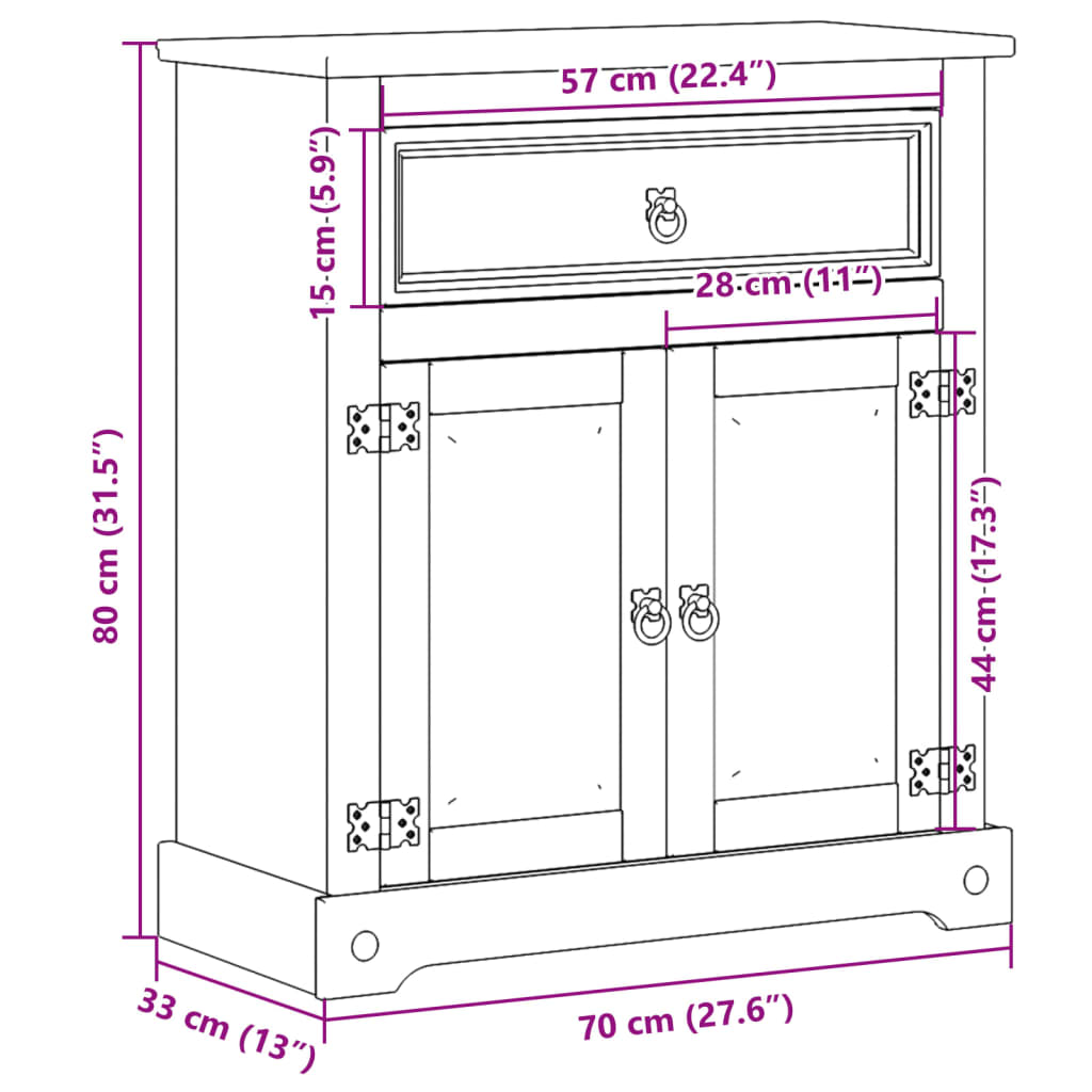 Badkamerkast Corona 70x33x80 cm massief grenenhout is nu te koop bij PeponiXL, paradijselijk wonen!