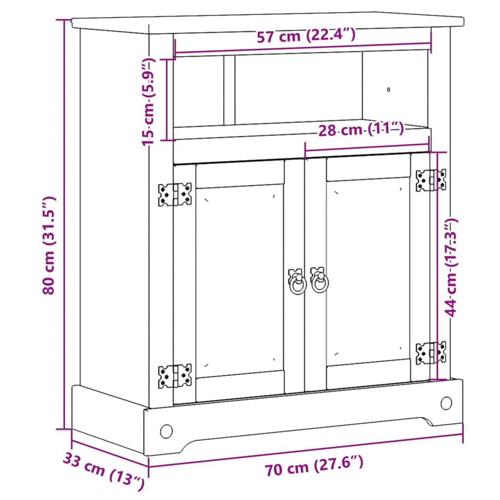 Badkamerkast Corona 70x33x80 cm massief grenenhout is nu te koop bij PeponiXL, paradijselijk wonen!