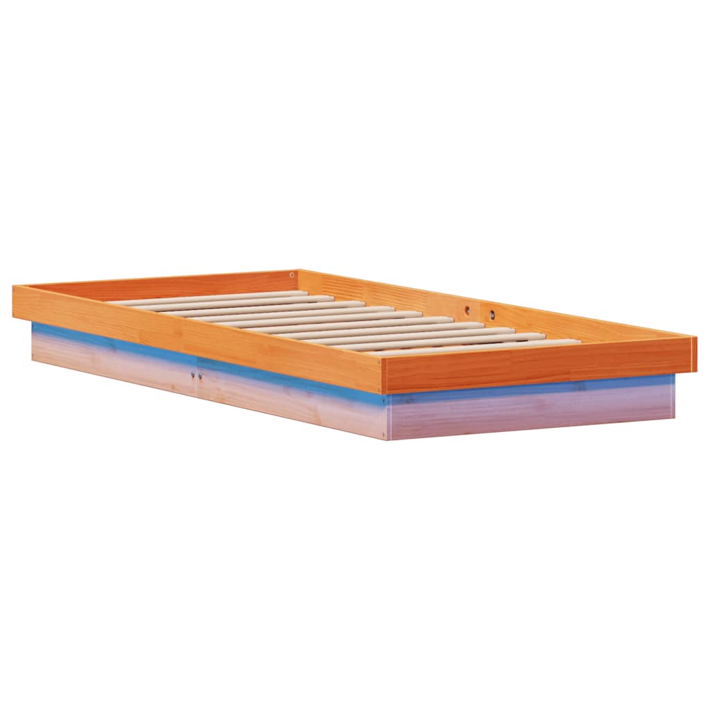 Bedframe LED massief grenenhout wasbruin 75x190 cm is nu te koop bij PeponiXL, paradijselijk wonen!