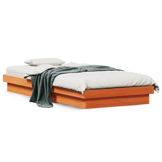 Bedframe LED massief grenenhout wasbruin 75x190 cm is nu te koop bij PeponiXL, paradijselijk wonen!