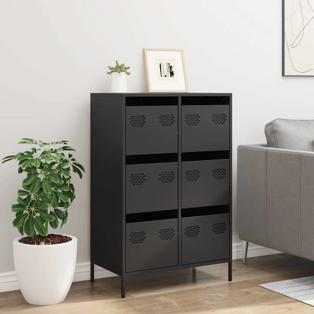 Hoge kast 68x39x101,5 cm staal zwart is nu te koop bij PeponiXL, paradijselijk wonen!