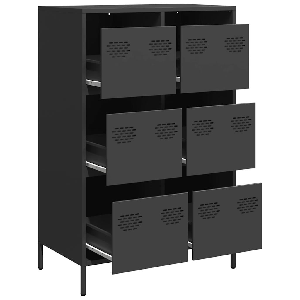 Hoge kast 68x39x101,5 cm staal zwart is nu te koop bij PeponiXL, paradijselijk wonen!