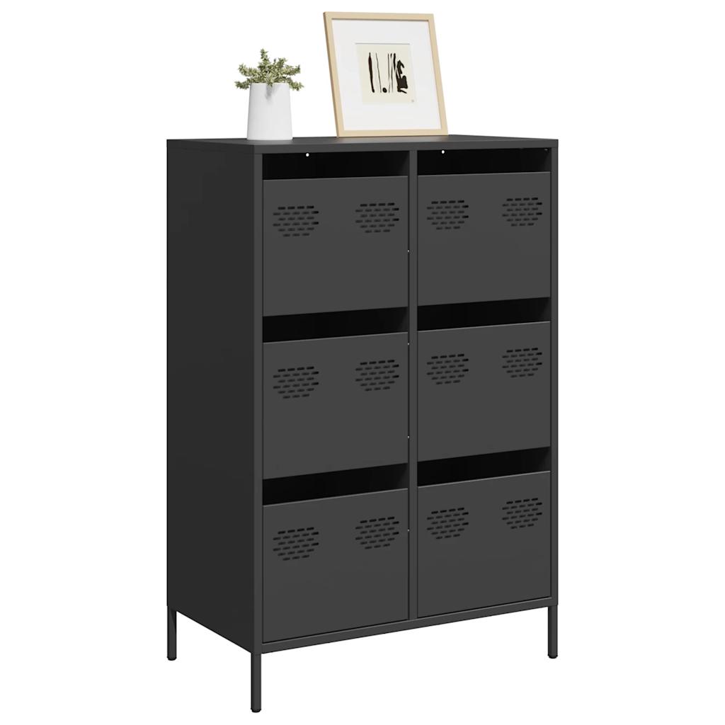Hoge kast 68x39x101,5 cm staal zwart is nu te koop bij PeponiXL, paradijselijk wonen!