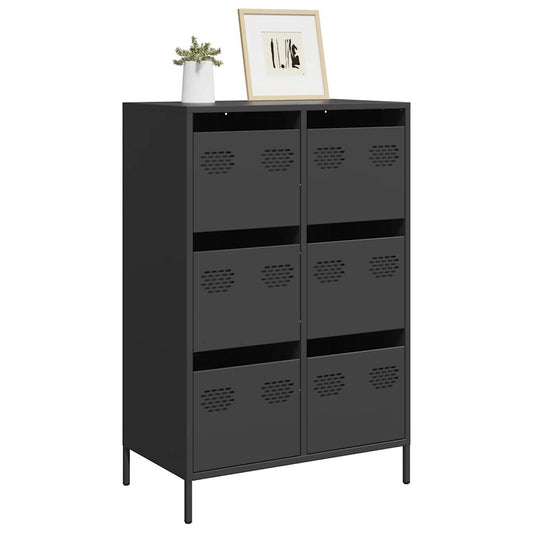 Hoge kast 68x39x101,5 cm staal zwart is nu te koop bij PeponiXL, paradijselijk wonen!